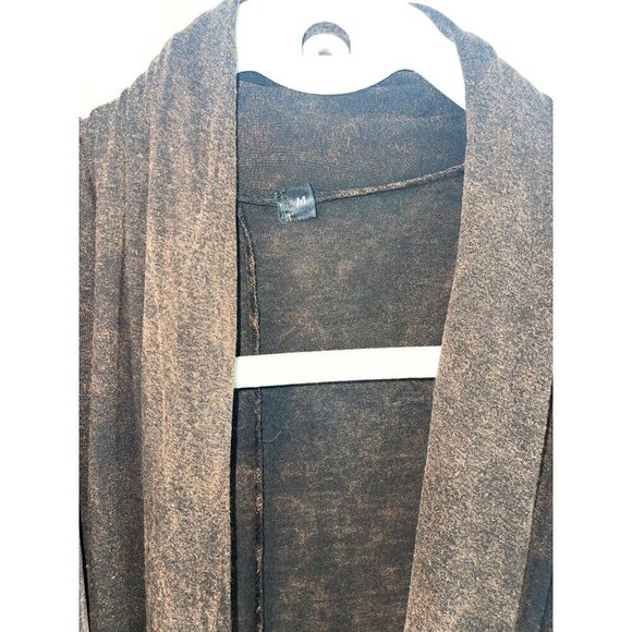 Womens Jacket Pant Set Size Medium Brown Fringed Yoga Open Front Long Sleeve USA - Picture 8 of 9